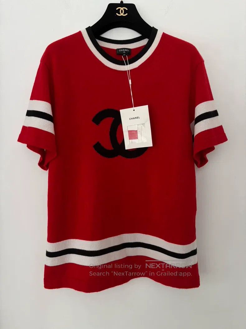 Chanel Chanel Red knitted sports style double c striped short sle Size XXS / US 00 / IT 34 - 2 Thumbnail