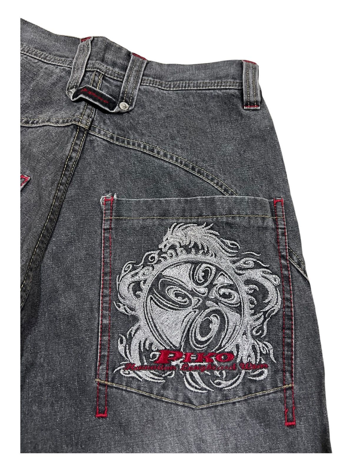 Ed Hardy Y2K Piko Big Pockets Embroidery Baggy Oversize Painter Jeans Size US 27 - 3 Thumbnail