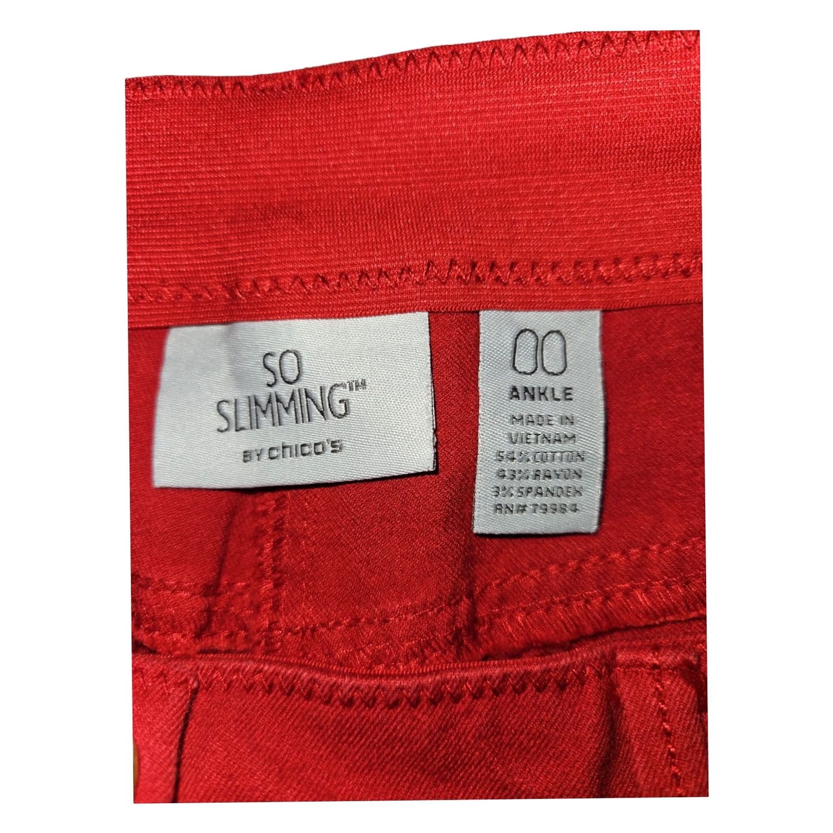 Vintage Chico'S Jeans Womens 00 Red Slimming Ankle Stretch Casual Workwear Size 24" / US 00 / IT 34 - 2 Thumbnail