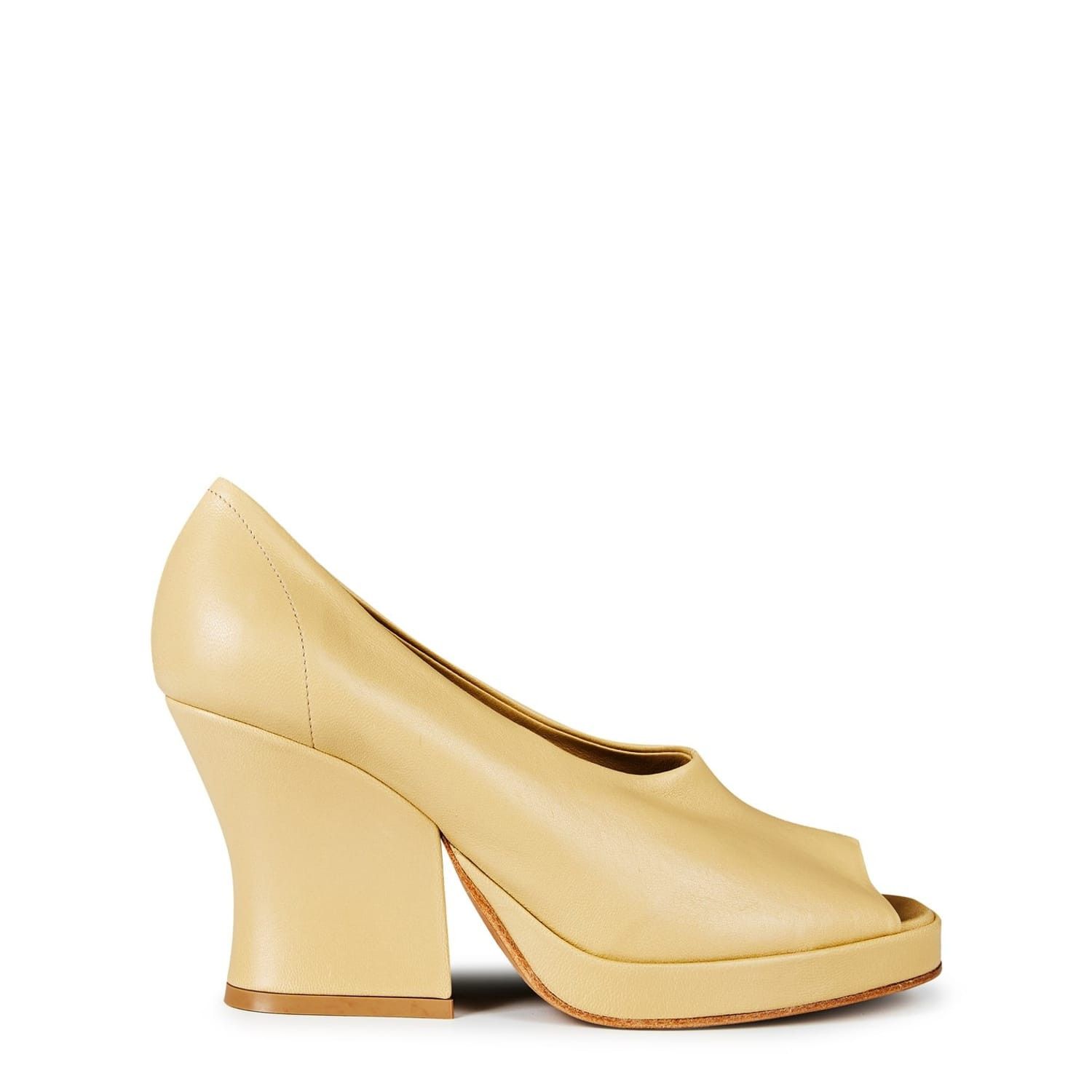 Bottega Veneta Stack Mules with Block High Heel in Neutral