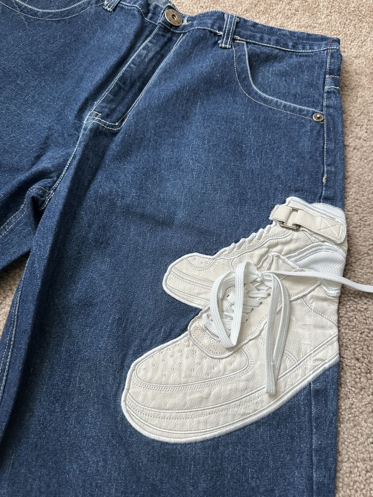 Vintage Raw Blue Denim shorts Size US 36 / EU 52 - 2 Thumbnail