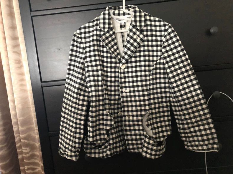 Comme des Garcons Comme des Garcons Black-and-white plaid coat with small we Size L / US 10 / IT 46 - 2 Thumbnail