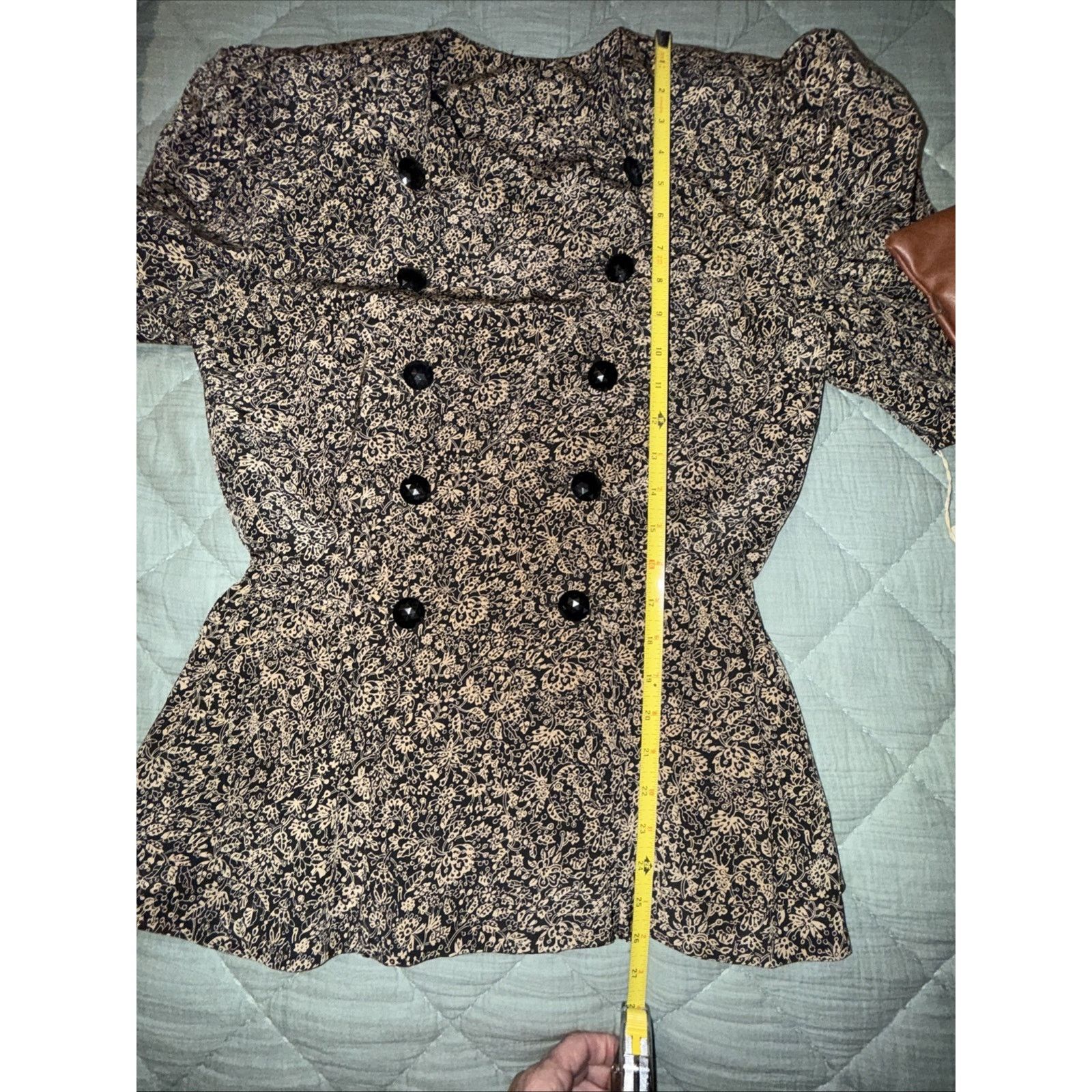 Other 100% Silk Vintage Dark Floral Y2K Peplum Puff sleeve cottage Size L / US 10 / IT 46 - 13 Thumbnail