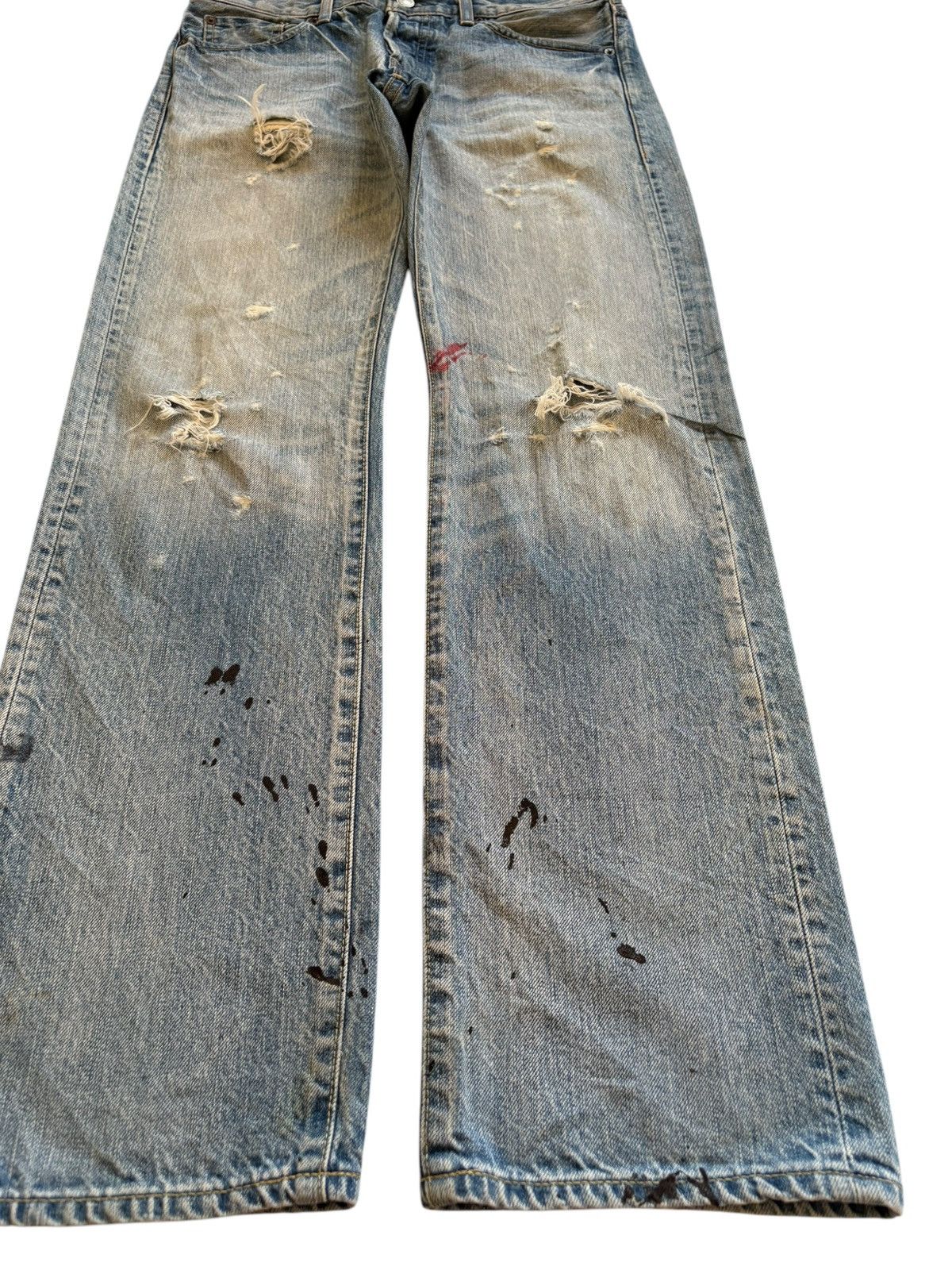 Japanese Brand × Uniqlo Vintage Uniqlo Button Fly Painted Mud Wash Distressed Jeans Size US 31 - 7 Thumbnail