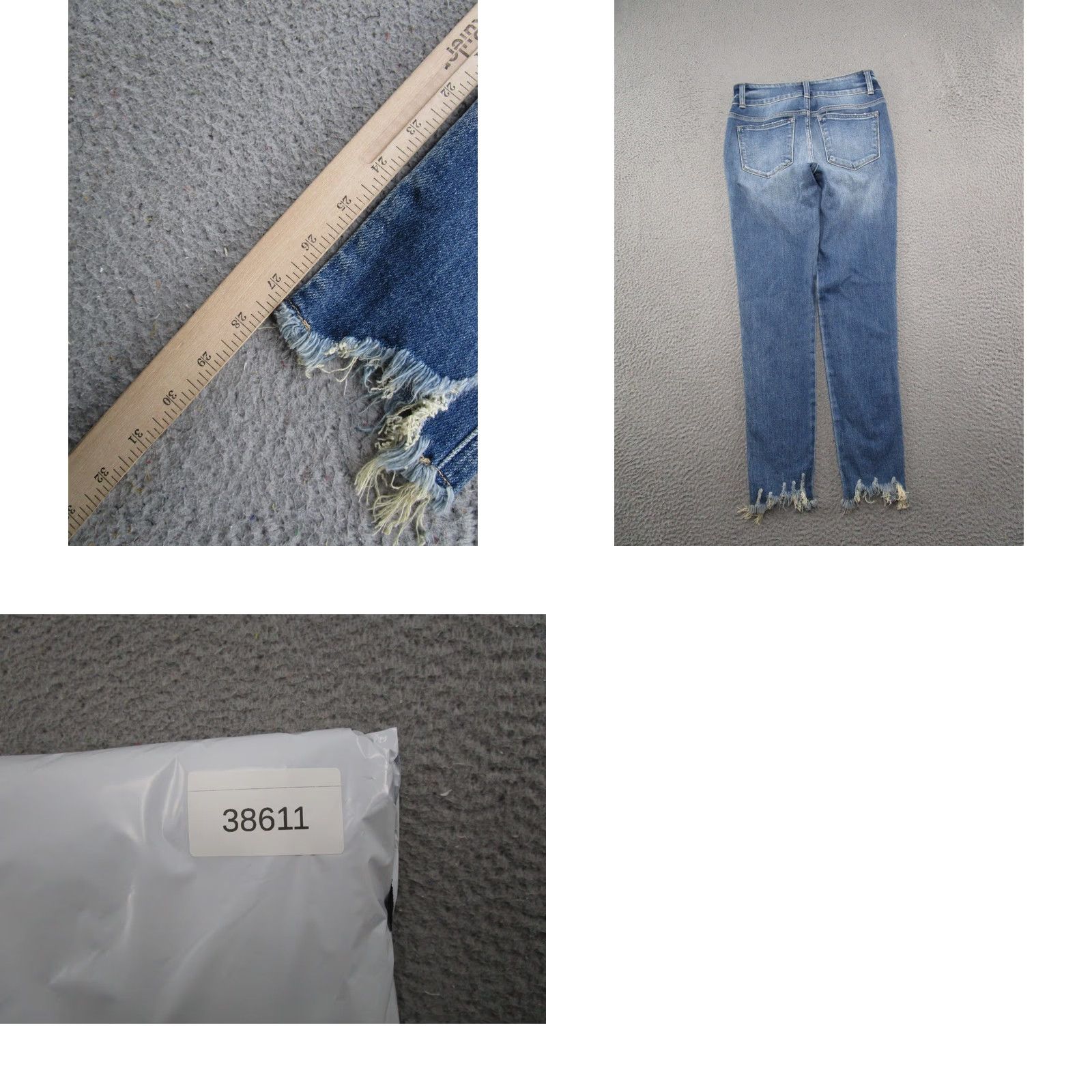 Vintage Flying Monkey Womens Button Fly Blue Skinny Jeans Ankle Size 26 Leather? (Note: Original contains no leather) Size 26" / US 2 / IT 38 - 9 Thumbnail