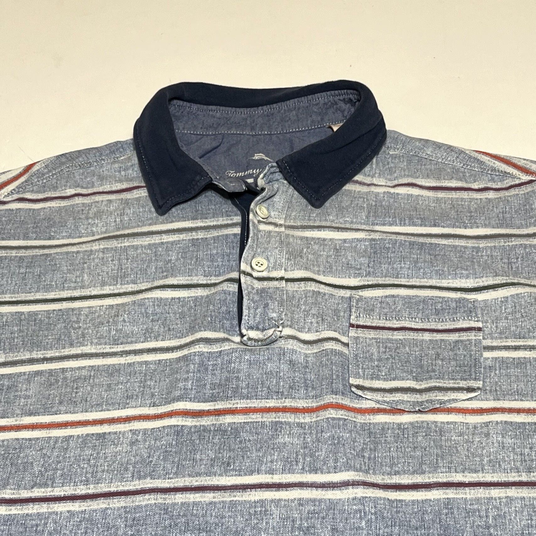 Tommy Bahama Tommy Bahama Polo Shirt Men's XL Island 100% Cotton Blue Striped Modern Fit Short Sleeve Polo Shirt Men XL Blue Size US XL / EU 56 / 4 - 2 Thumbnail