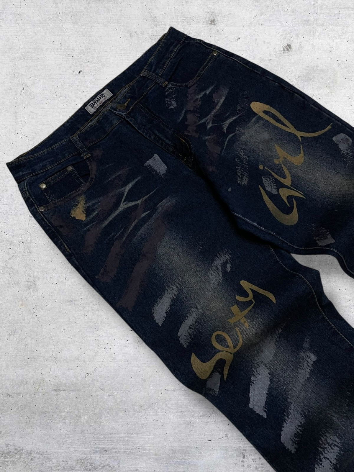 Japanese Brand VINTAGE HAPHAZARD OG 90S ARTISTIC BRUSHSTROKE FLARED DENIM Size US 30 / EU 46 - 7 Thumbnail