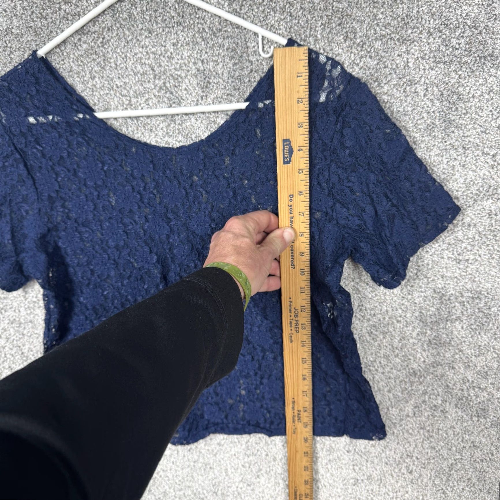 Vintage VINTAGE Lace Top M Blue Sheer Layering Women Blouse Short Sleeve Scoop Neck Size M / US 6-8 / IT 42-44 - 2 Thumbnail