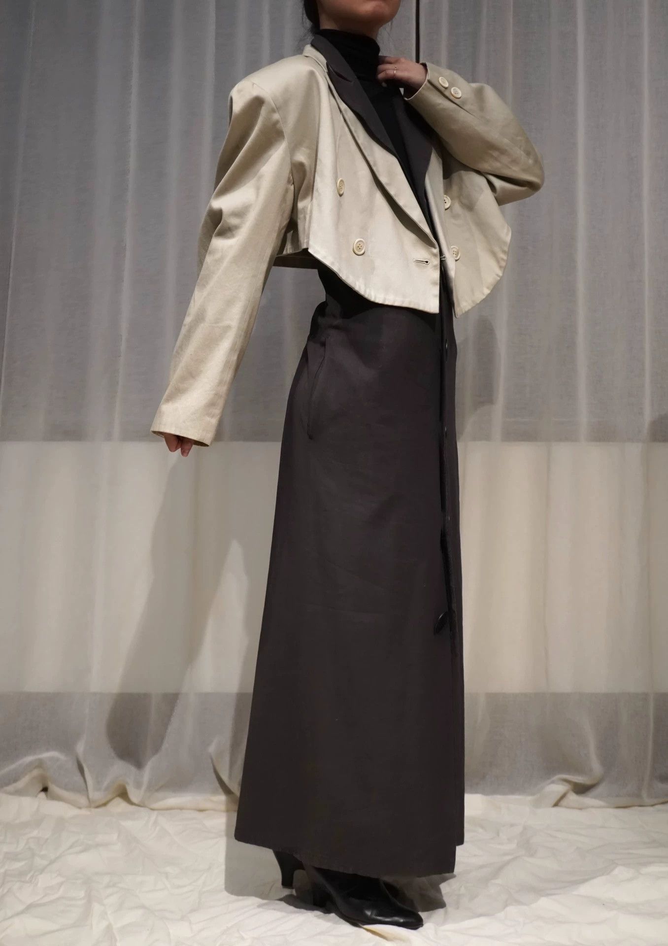 Yohji Yamamoto YOHJI YAMAMOTO 1991 Eggshell Gray Oversized Short Jacket Size ONE SIZE - 8 Thumbnail