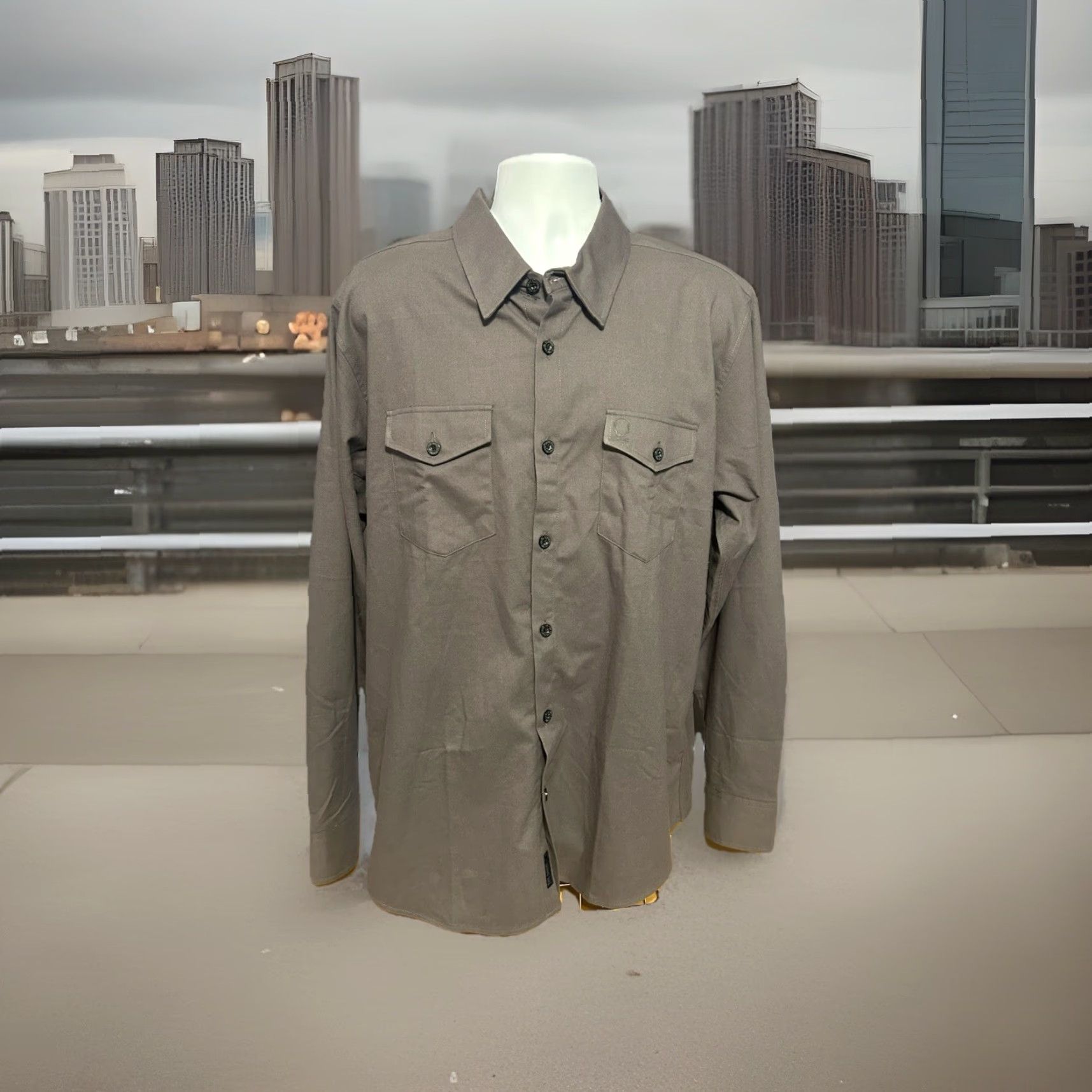 Vintage The Drive Clothing Button Up Shirt Men XL Gray Long Sleeve Skull Back Biker Size US XL / EU 56 / 4 - 7 Thumbnail
