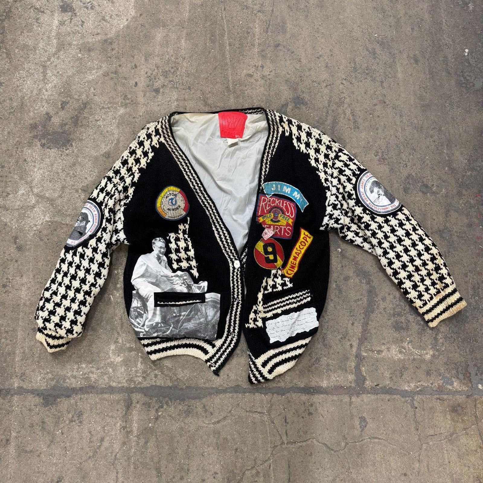 Other Vintage 1980s James Dean Novelty Cardigan Sweater Patchwork Size ONE SIZE - 1 Thumbnail