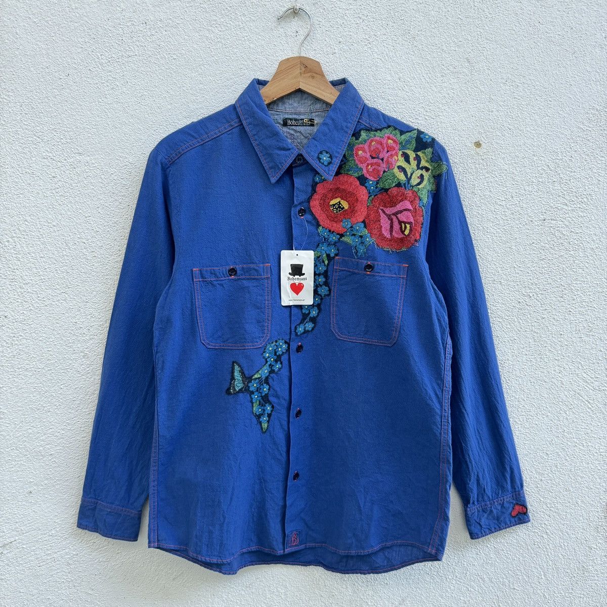 Japanese Brand Bohemians Garden Patchwork Chambray Shirt Size US S / EU 44-46 / 1 - 5 Thumbnail