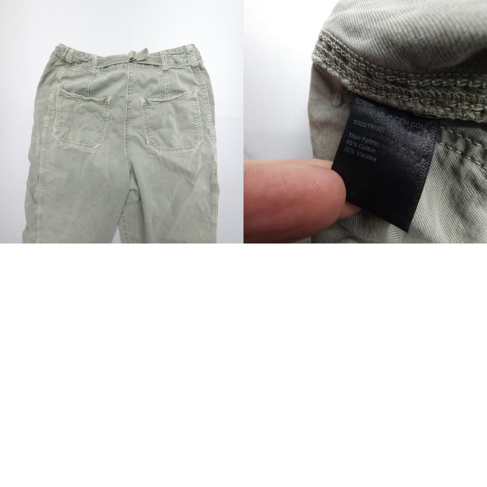 ME+EM Me + Em Pants Size 4 Green Washed Utility Tapered Engineer Cinch Waist Size 32" / US 10 / IT 46 - 9 Thumbnail