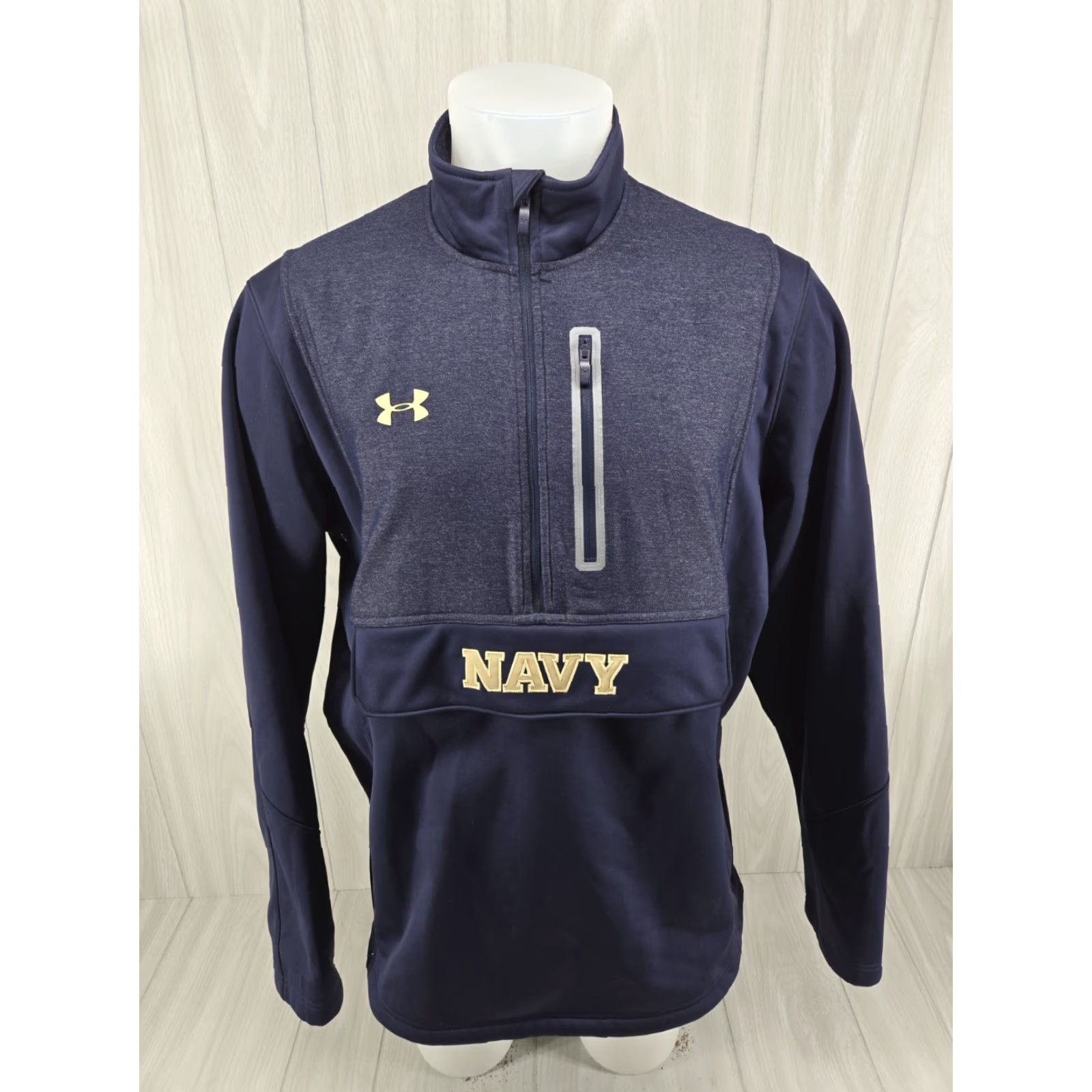Under Armour US Navy Under Armour Mens Coldgear 1/2 Zip Pullover Jacket XL Blue Loose Size US XL / EU 56 / 4 - 2 Thumbnail
