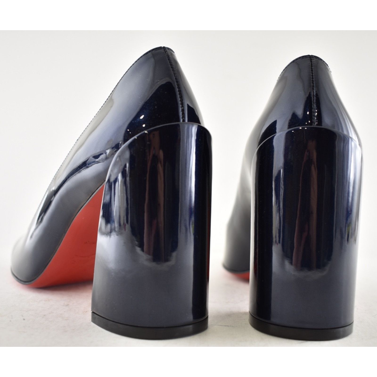 Christian Louboutin Louboutin Miss Sab 85 Zaffiro Navy Patent Block Heel Pump 37 Size US 7 / IT 37 - 17 Thumbnail