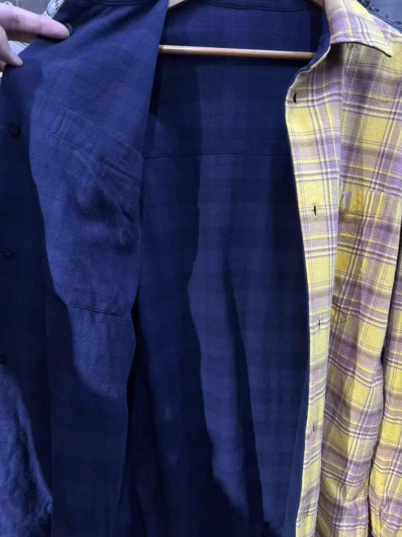 Balenciaga Balenciaga DoubleSided Flannel Shirt Yellow Blue-2506 Size US XS / EU 42 / 0 - 7 Thumbnail