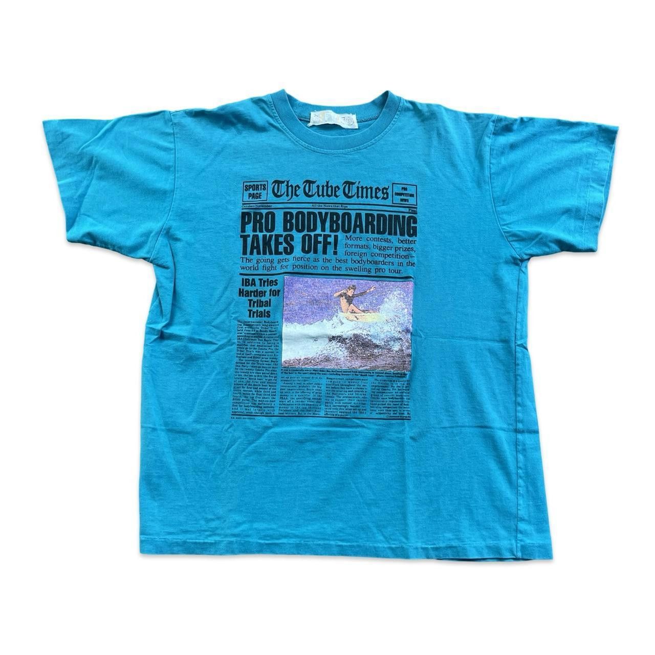 Designer 90s Tube Times Pro Bodyboarding Surfing Vintage T-Shirt Size US L / EU 52-54 / 3 - 1 Thumbnail