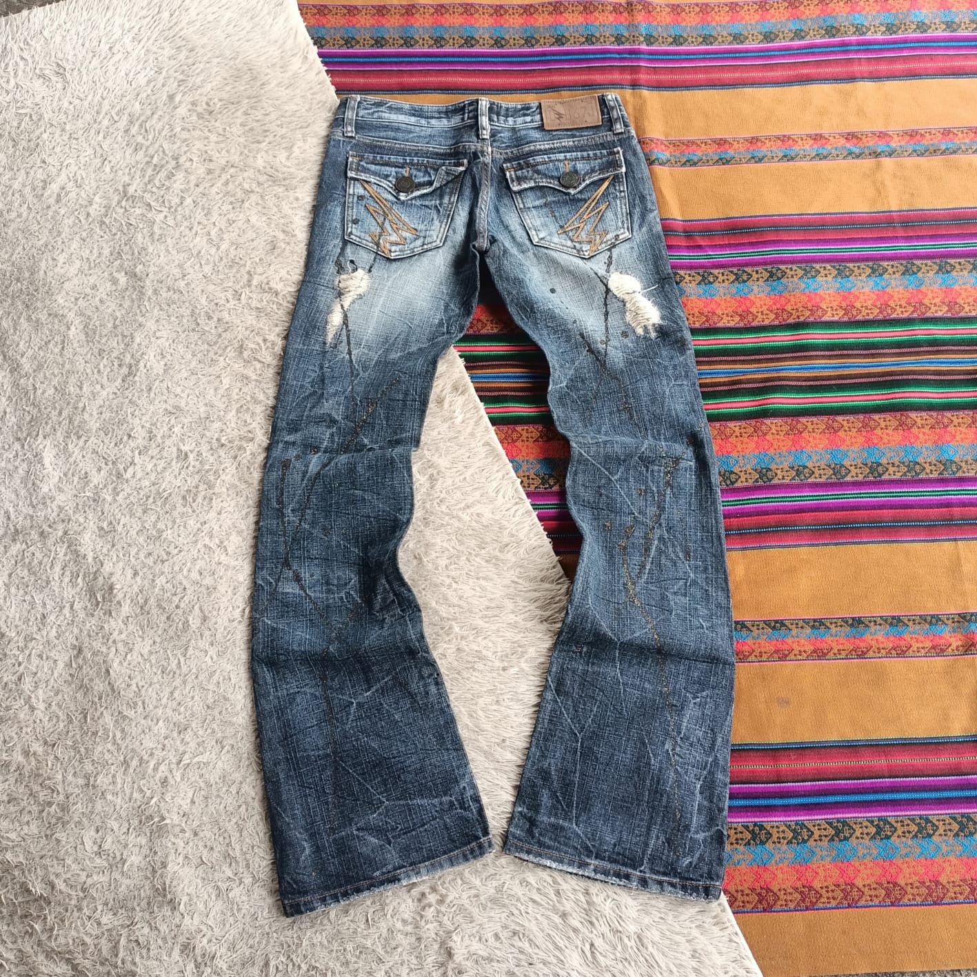 GOSTAR DE FUGA × Japanese Brand BB67J splatter paint flare denim Size US 31 - 2 Thumbnail