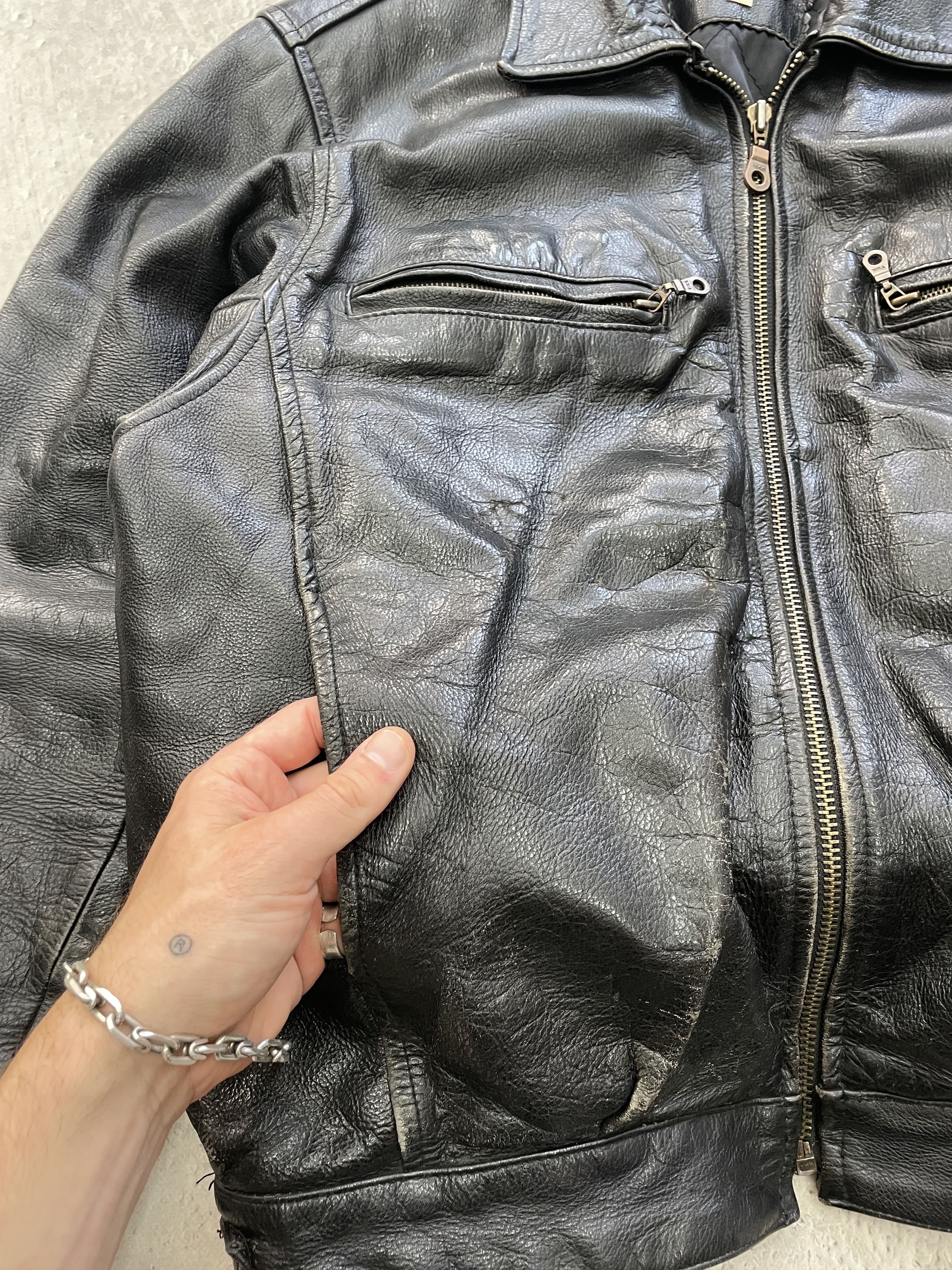 Harley Davidson Avant garde cropped bomber leather retro hype diesel style Size US L / EU 52-54 / 3 - 6 Thumbnail