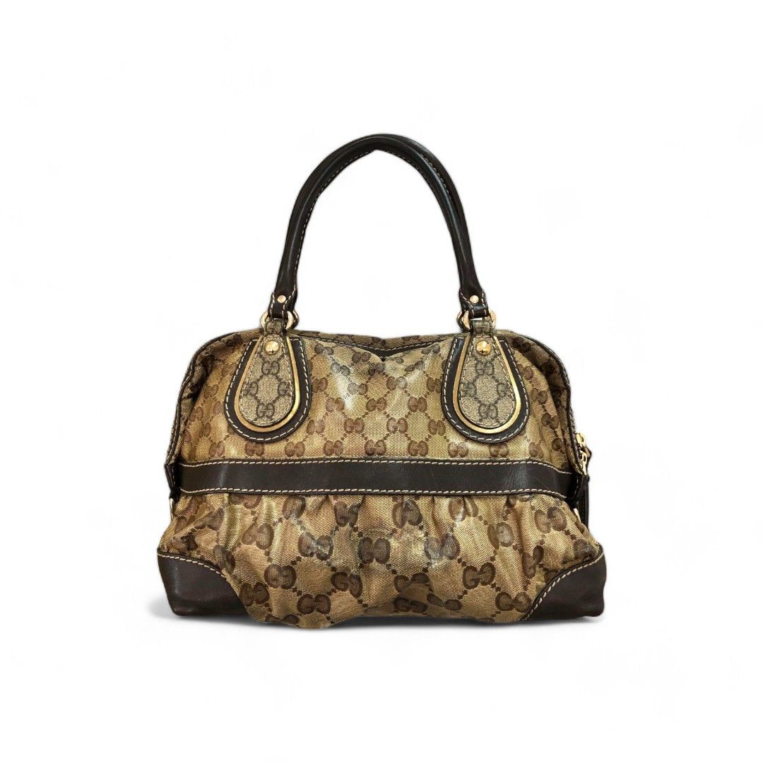 Gucci Gucci - Crystal Handbag Beige Brown Nylon Coated Canvas Size ONE SIZE - 1 Thumbnail