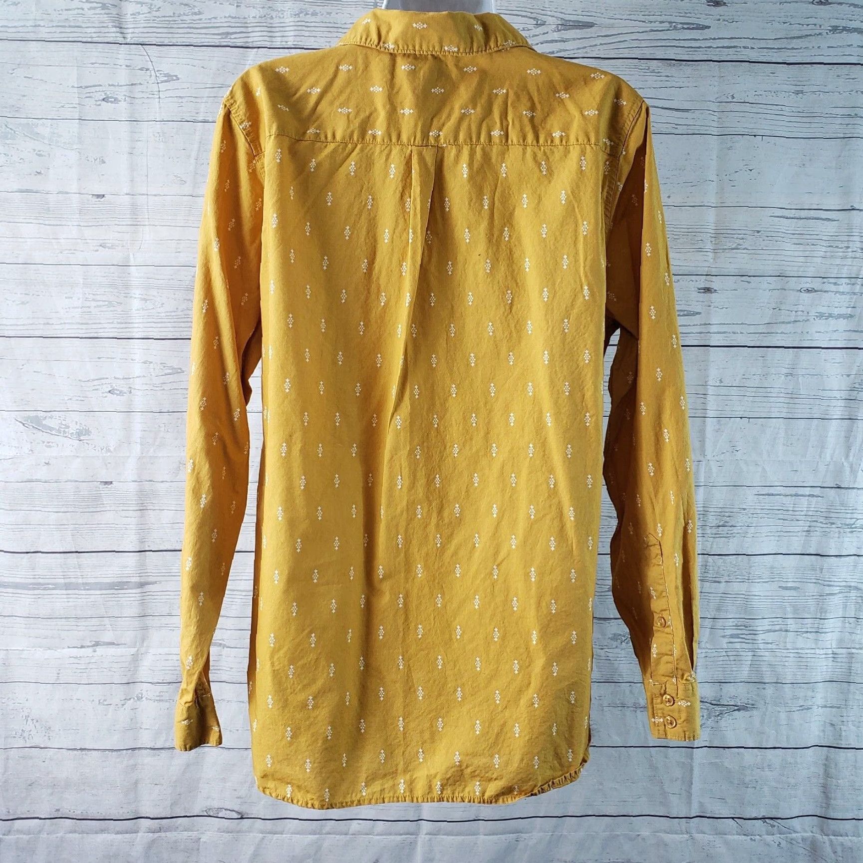 Vintage VINTAGE Garnet Hill Women’s Essential Organic Cotton Shirt 14 Mustard White Size XL / US 12-14 / IT 48-50 - 4 Thumbnail