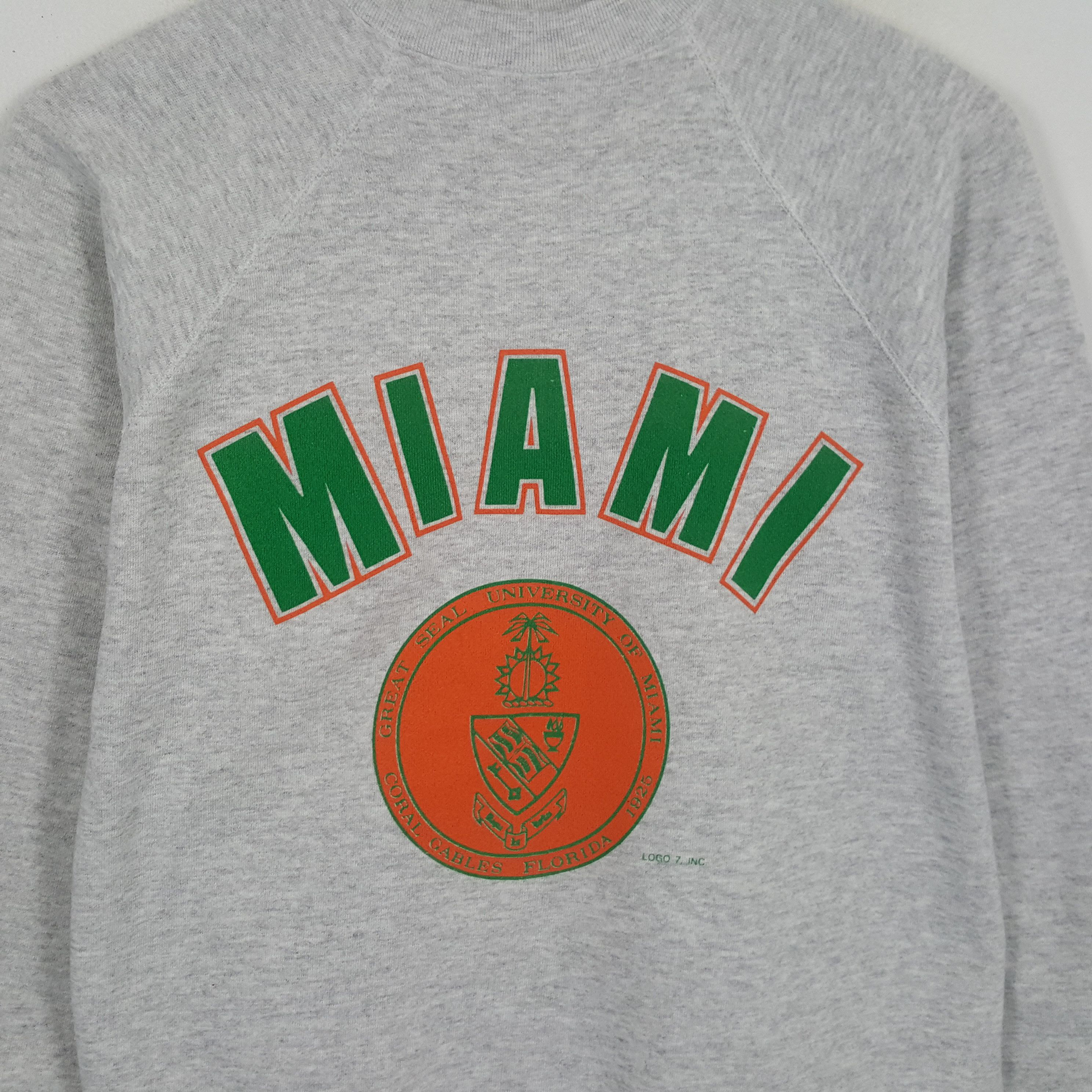 Vintage UNIVERSITY OF MIAMI Center Design Vintage Sweatshirt Size US XL / EU 56 / 4 - 2 Thumbnail