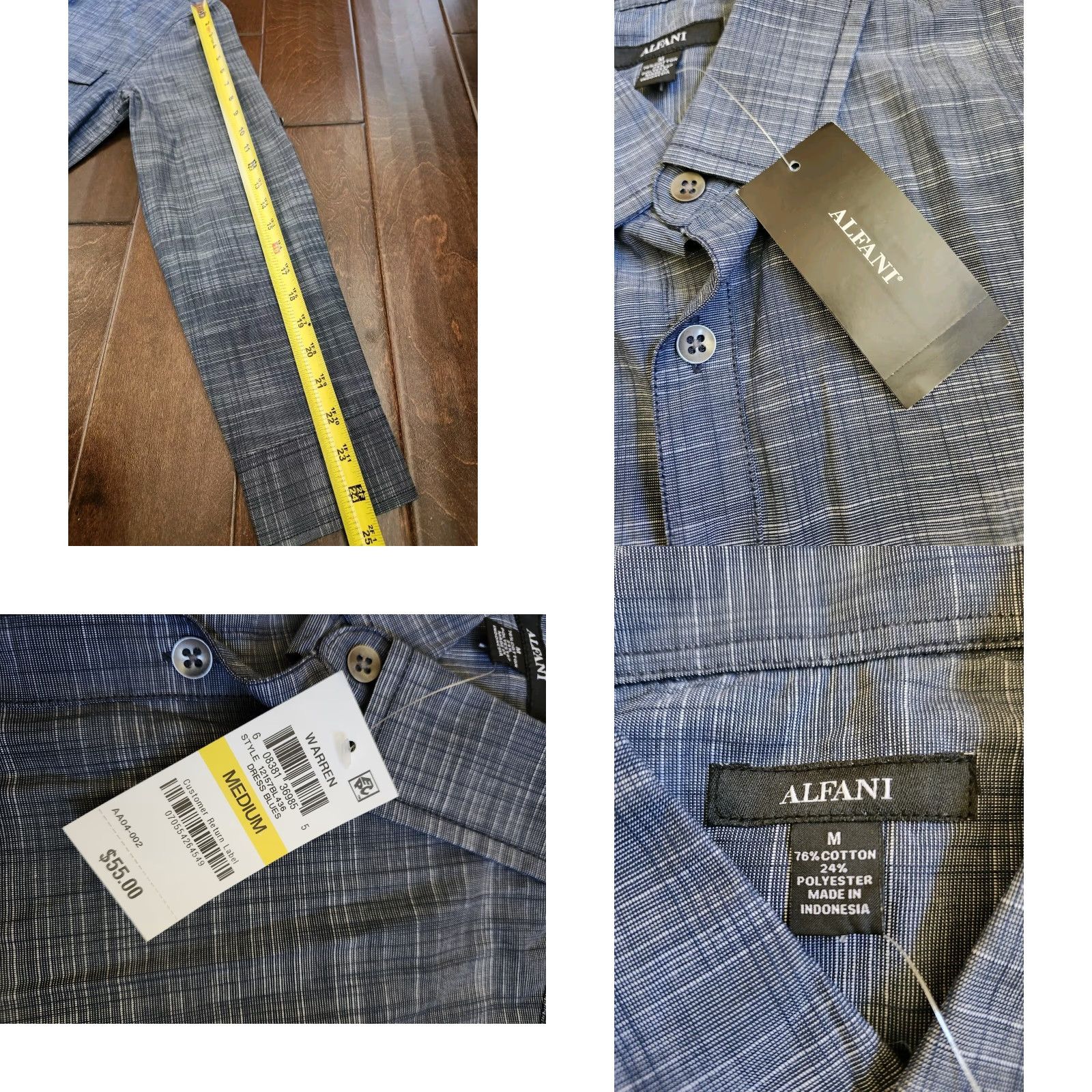 Alfani Alfani Men's Dress Shirt Heather Gray Long Sleeve Button Size 40R - 9 Thumbnail