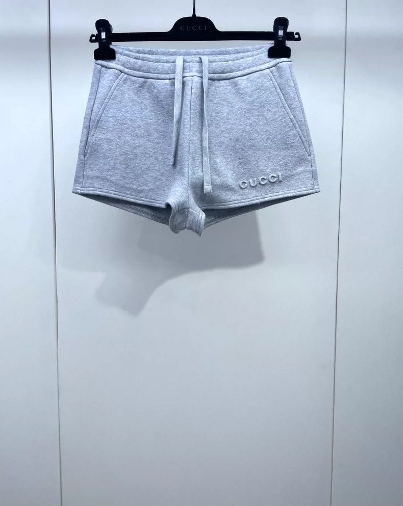 Gucci Size XS 24 gray embossed letter drawstring sports sh