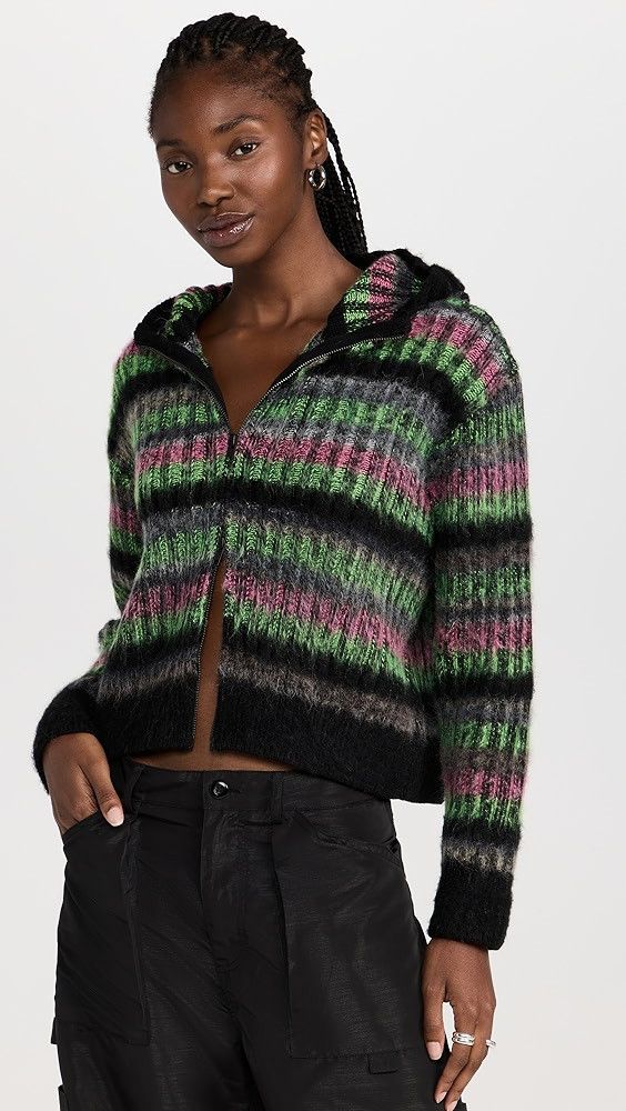 Other o1mle0424 Brushed Striped Hoodie in Multicolor Size XS / US 0-2 / IT 36-38 - 2 Thumbnail
