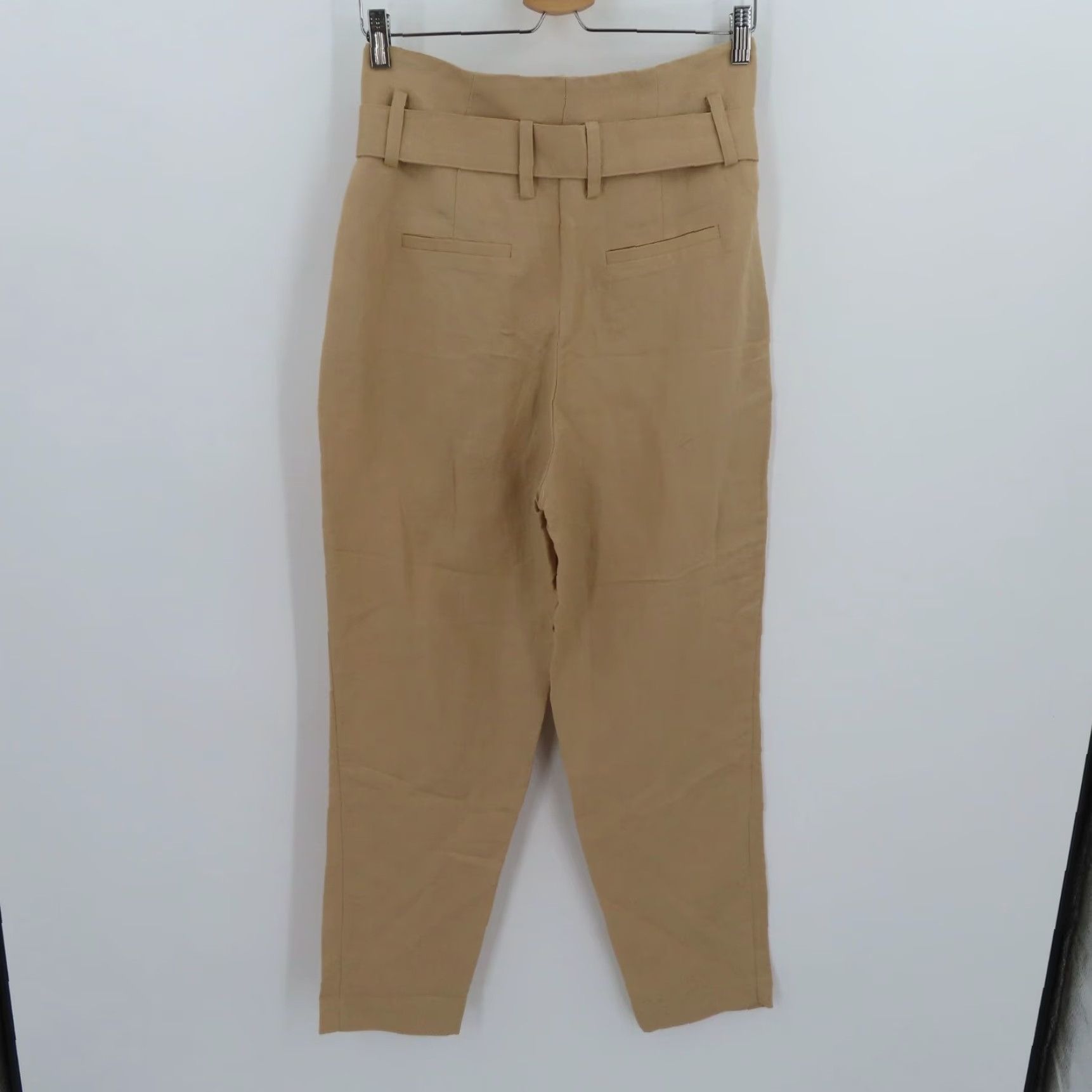 Vintage A New Day Womens 2 Pants Belted Linen Blend High Waist Brown Tan Dress Pants Modern Workwear Size 26" / US 2 / IT 38 - 5 Thumbnail