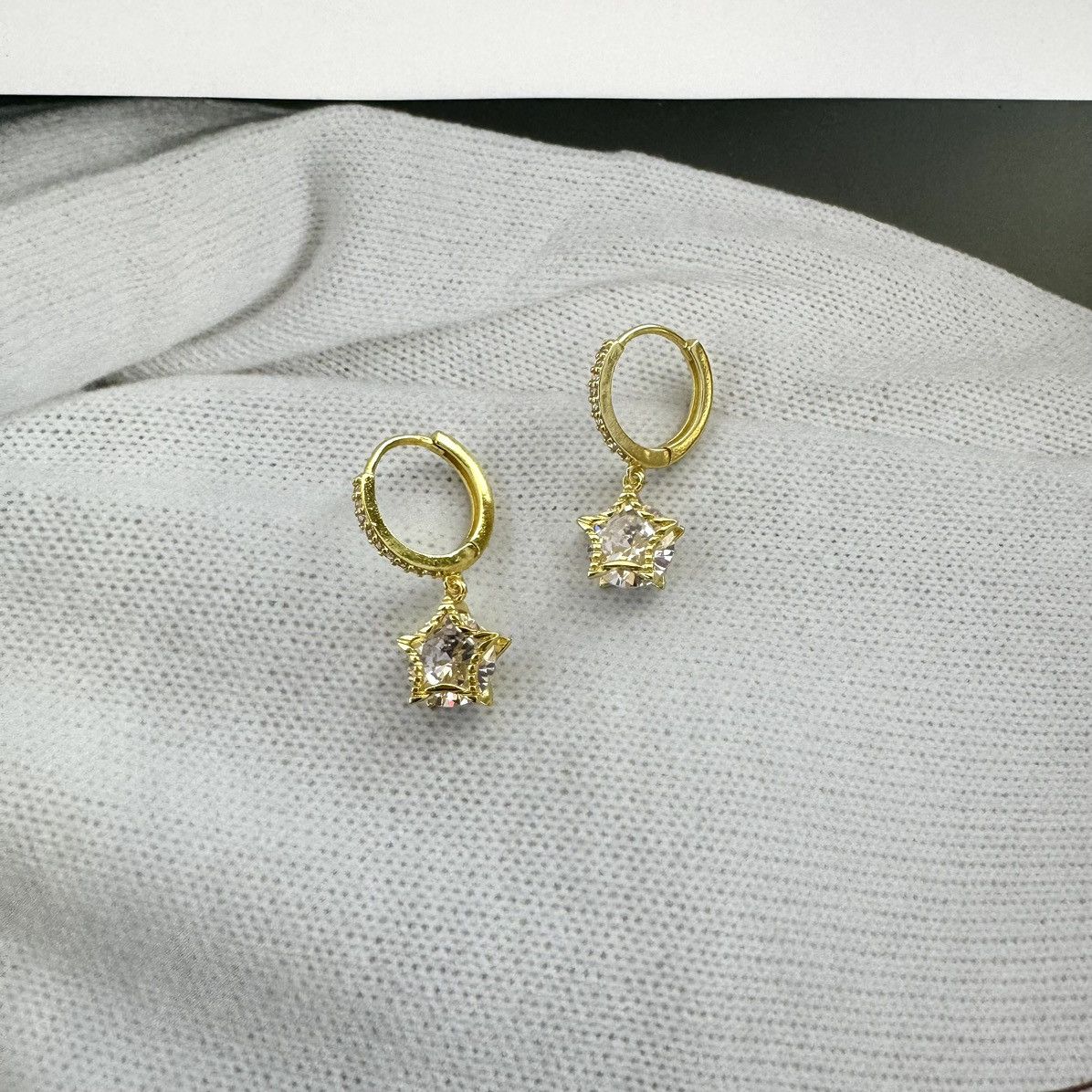 Other CZ Star Dangle Drop Earrings for Women,Pentagram Earrings Size ONE SIZE - 1 Thumbnail