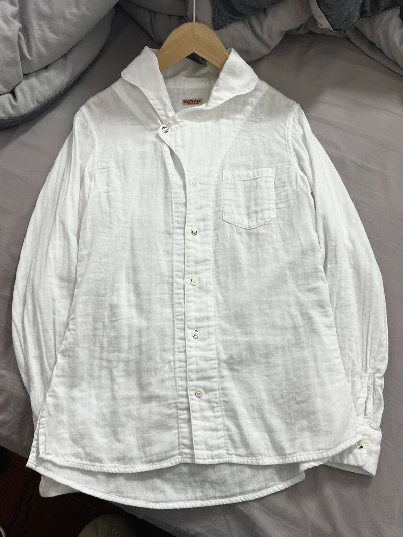 Kapital Elegant Classic White Shirt with Unique Collar Size US XXS / EU 40 - 1 Thumbnail