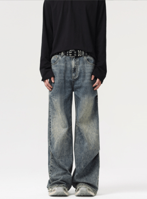 Japanese Brand Washed distressed vintage high street wide-leg jeans Size US 32 / EU 48 - 1 Thumbnail