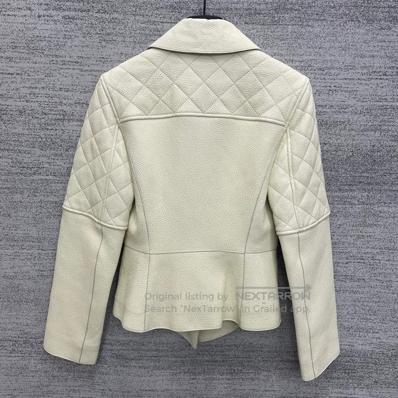 Hermes Hermes White Slim Fit Leather Jacket Size XXS / US 00 / IT 34 - 3 Thumbnail