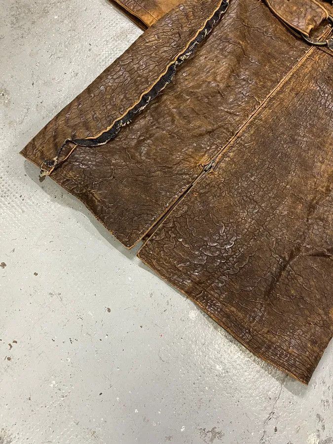 Roberto Cavalli × Vintage AW2005 Cavalli Asymmetrical Raw Brown Leather Trench Jacket Size S / US 4 / IT 40 - 7 Thumbnail