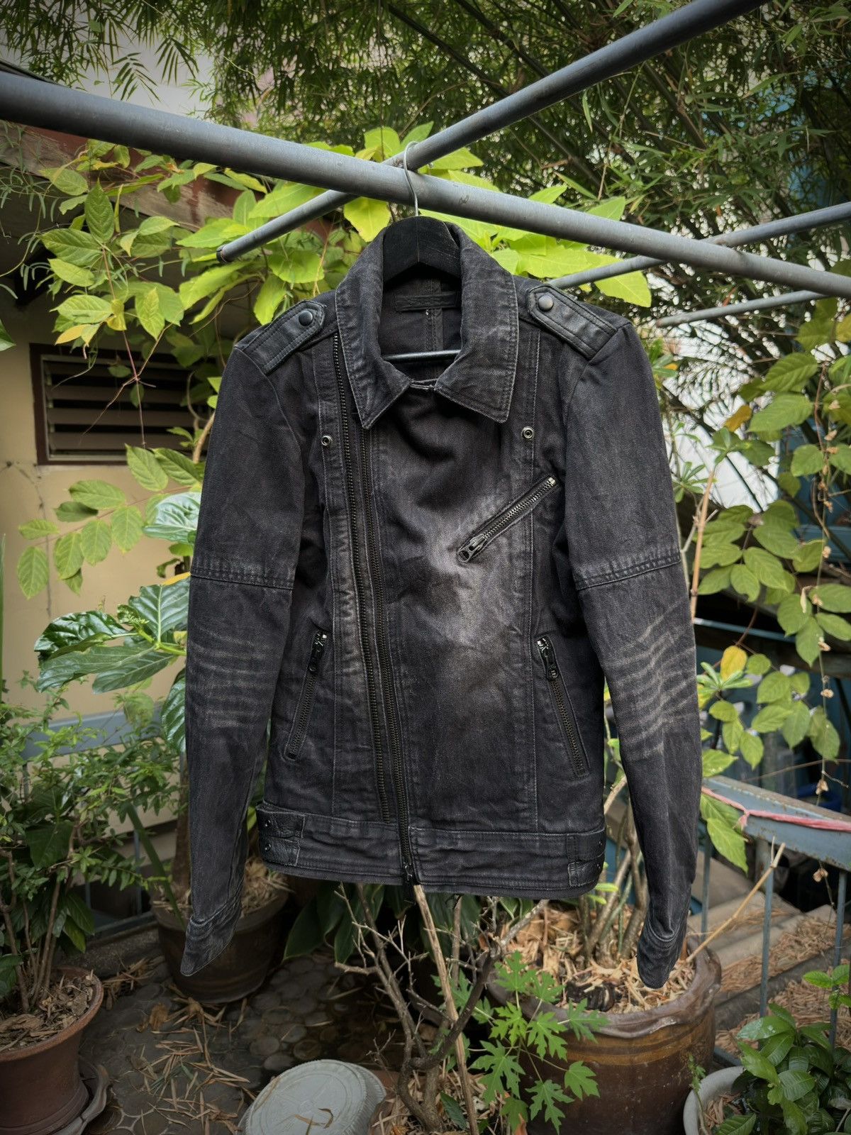 GOSTAR DE FUGA FUGA Fall 2008 Black Denim Double Rider Jacket Size S / US 4 / IT 40 - 4 Thumbnail