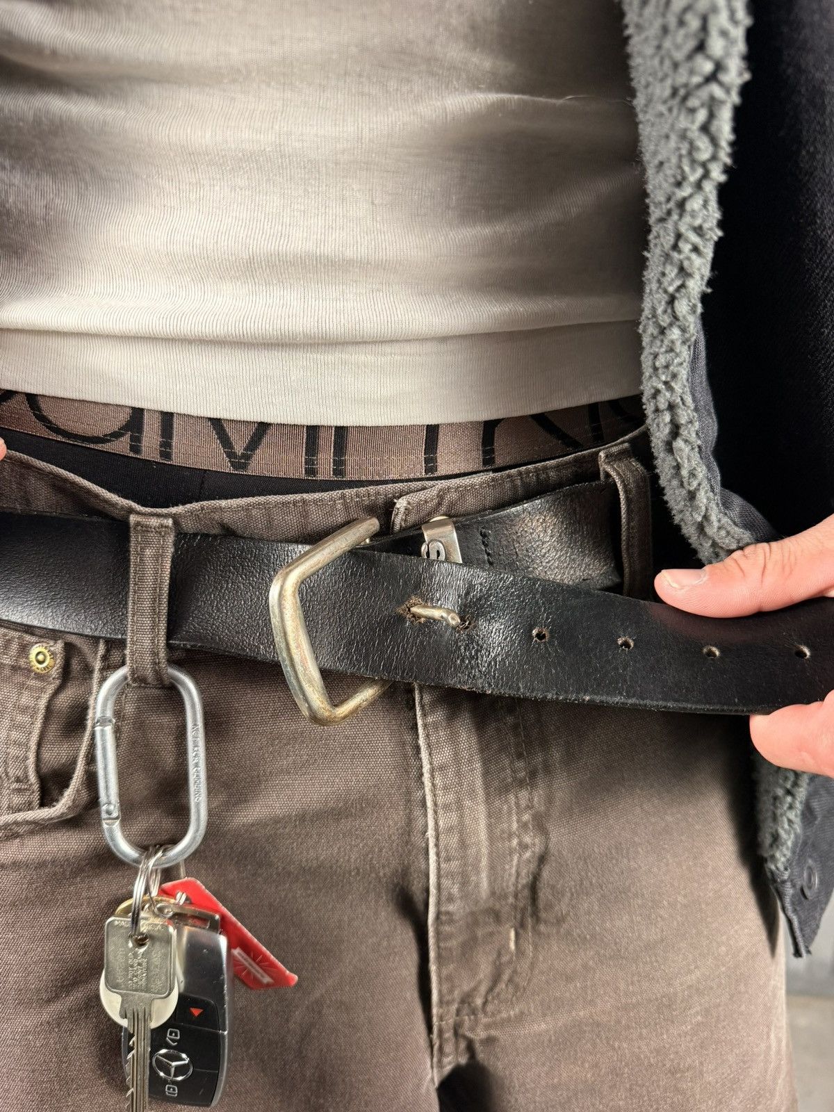 Levi's Vintage Clothing Vintage Levis Black Classic Engraved Belt Western Size 38 - 4 Thumbnail