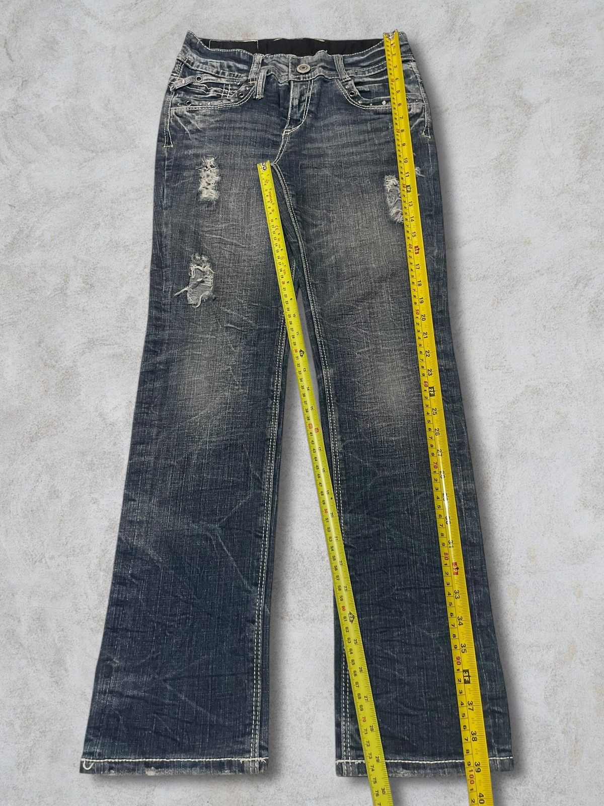 Jewelry Vintage Japanese Jewel Beads Denim Archival Blue Wash Jeans Size 29" - 17 Thumbnail