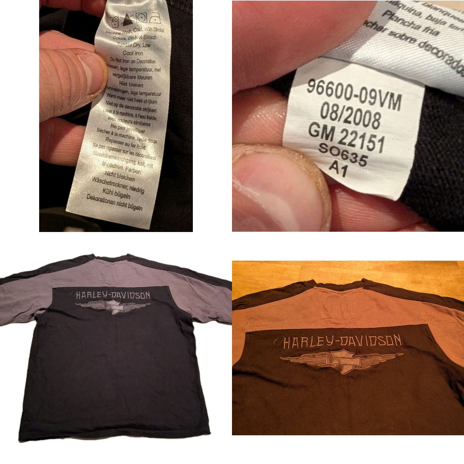Harley Davidson Harley-Davidson Mens Long Sleeve V-neck Heavyweight Knit Shirt Black Gray 2XL Size US XXL / EU 58 / 5 - 9 Thumbnail