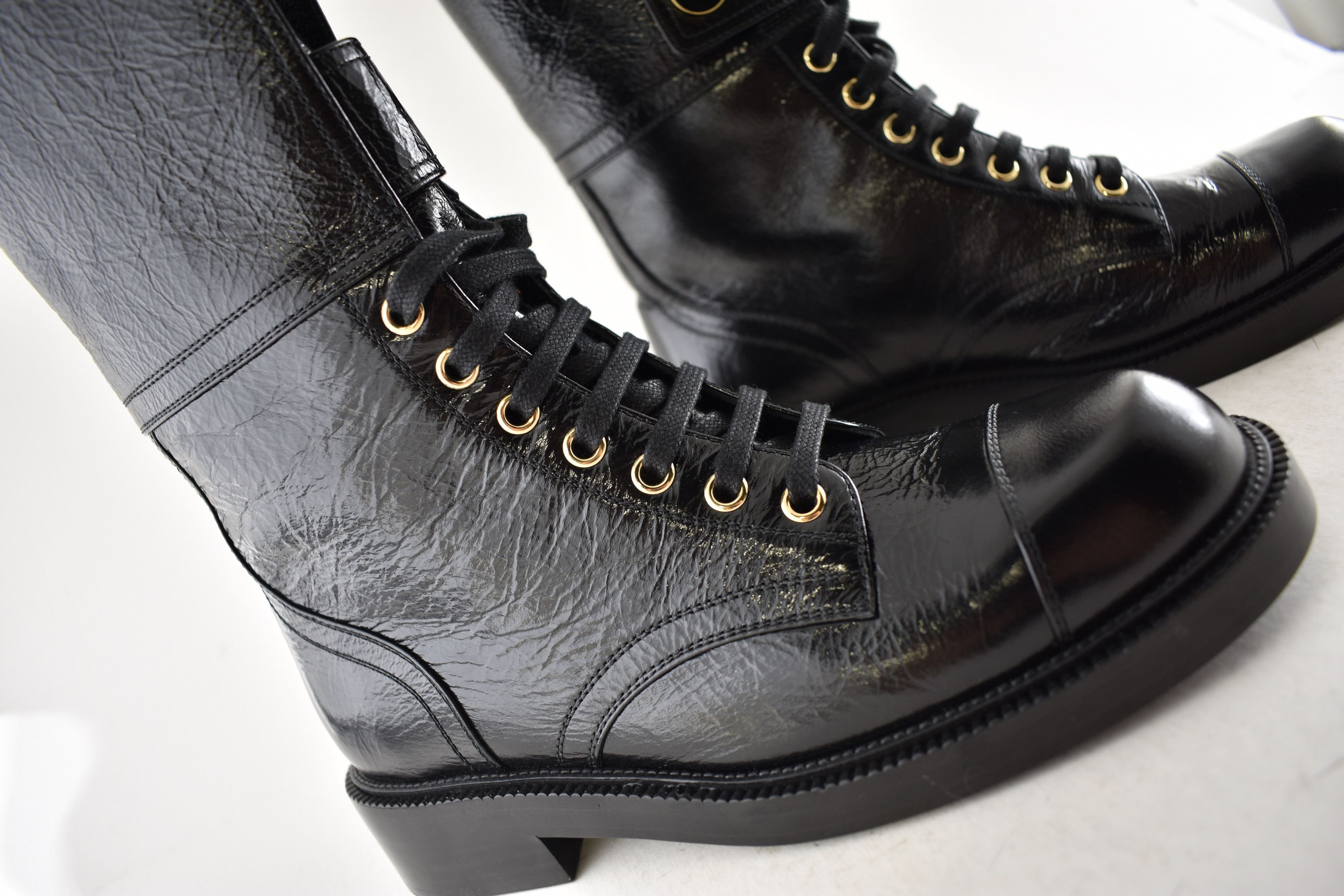 Chanel Chanel 24B Logo Combat Lace Up Tie Military Tall Boots 37.5 Size US 7.5 / IT 37.5 - 6 Thumbnail