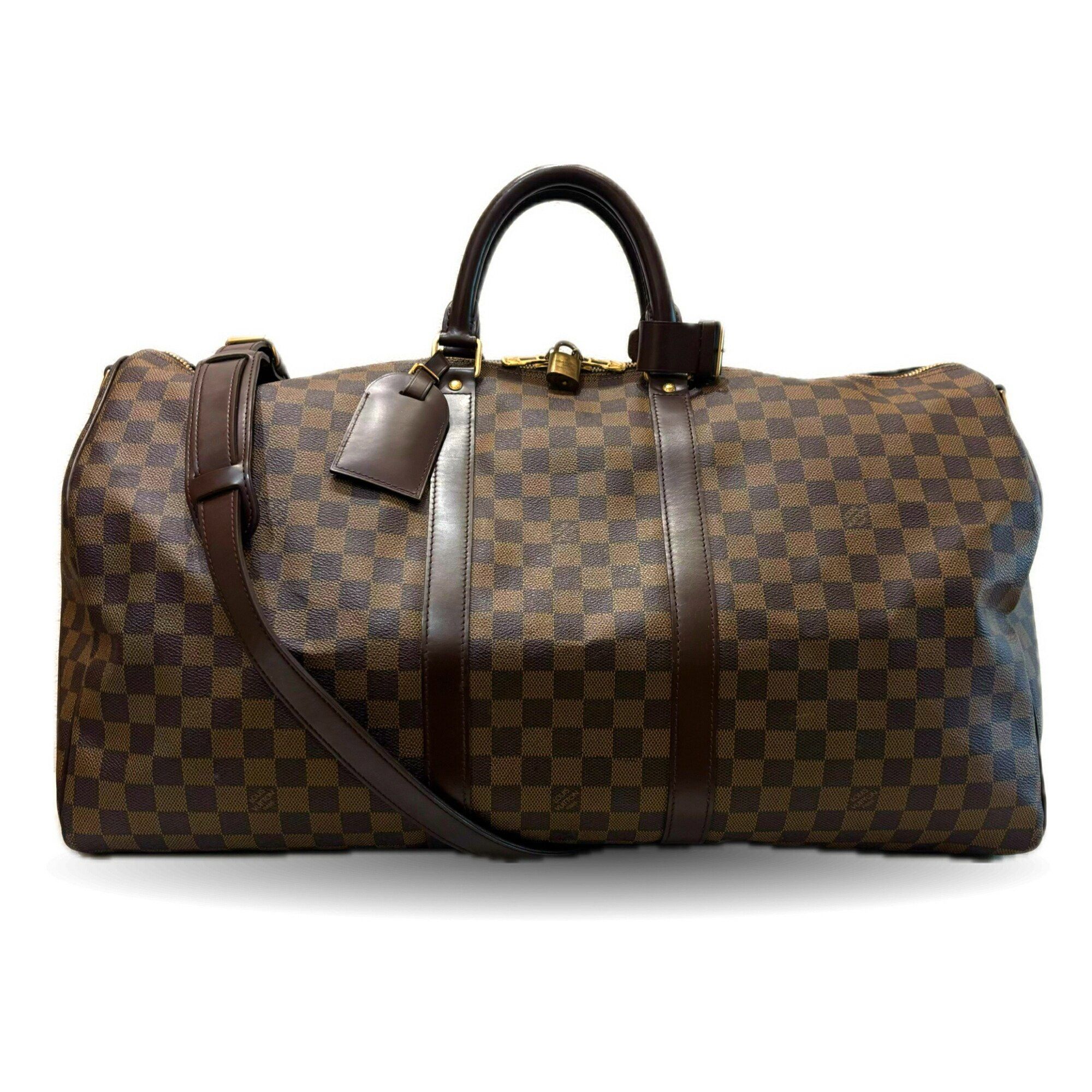 Louis Vuitton Keepall 55 Bandouliere Damier Ebene Brown Boston Bag Shoulder N41414 Louis Vuitton, Women's
