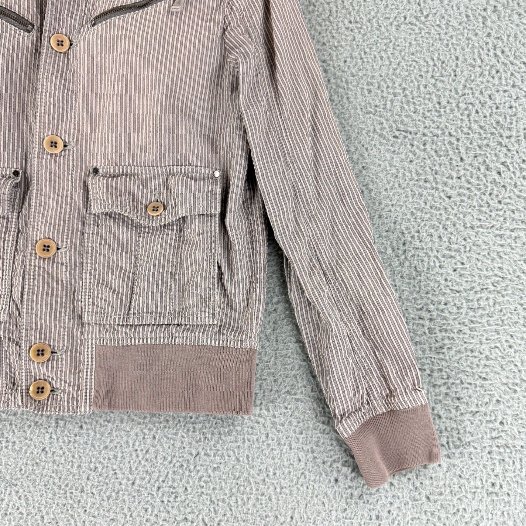 Vintage Vintage Triple 5 Soul Jacket Womens M Gray Striped Button Front Mock Neck Jacket Size M / US 6-8 / IT 42-44 - 4 Thumbnail