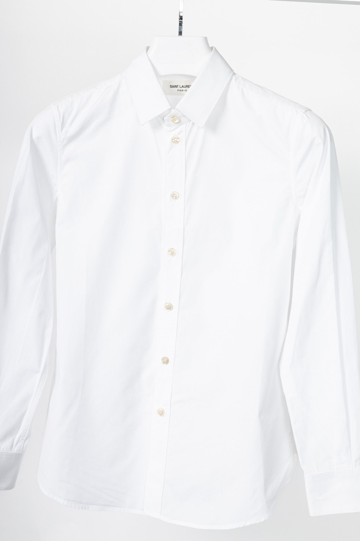 Saint Laurent Paris Saint Laurent White Cotton-Poplin Buttoned Shirt Size S / US 4 / IT 40 - 3 Thumbnail
