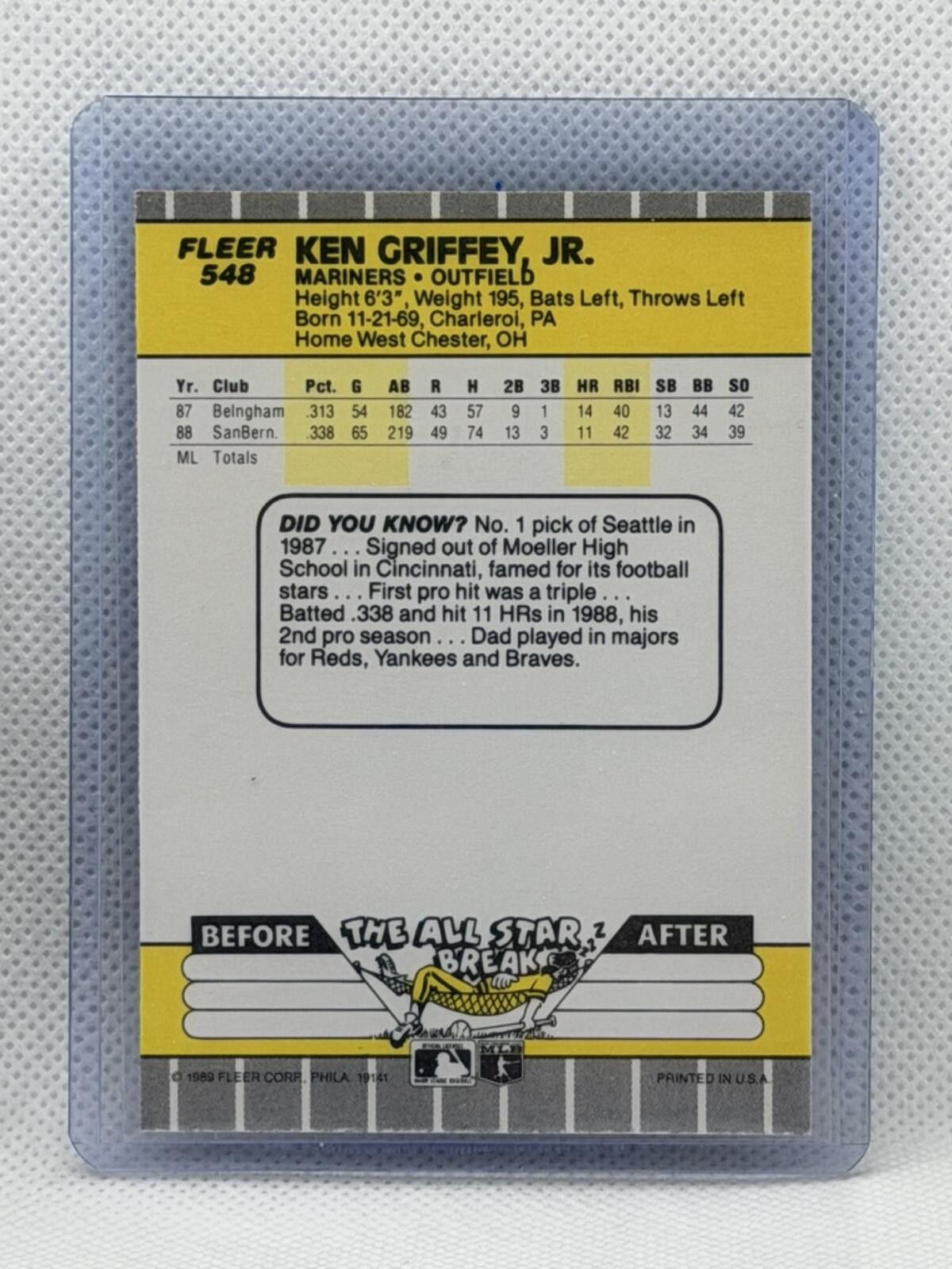 Golf le Fleur 1989 Fleer Ken Griffey Jr. RC #548 Seattle Mariners Size ONE SIZE - 7 Thumbnail