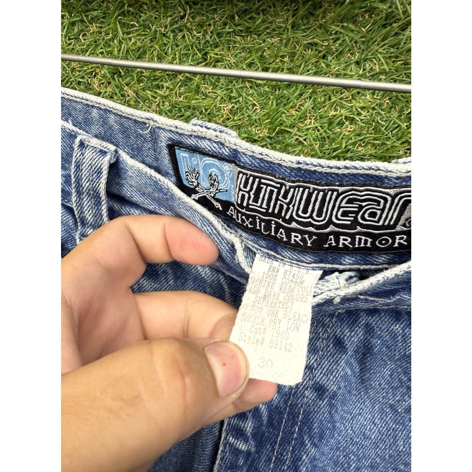 Vintage VINTAGE Kikwear Jeans 90s Y2K Raver Skater Wide-Leg 30x30 Button Fly Blue Denim 5-Pocket Mens Adjustable Rise High Relaxed 34 In Waist 30 In Inseam Size US 30 / EU 46 - 4 Thumbnail