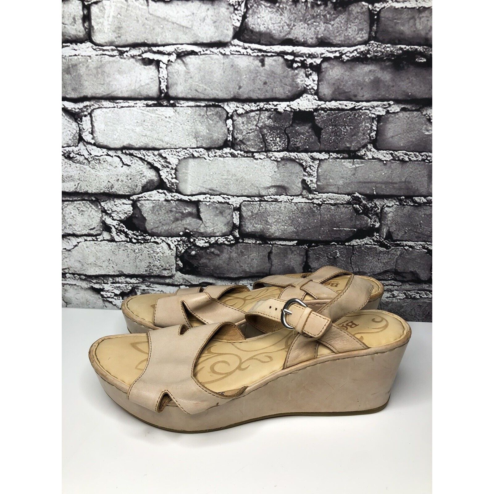 Born Born Light Pink Leather Platform High Wedge Strap Sandals Wo Size US 11 / IT 41 - 5 Thumbnail
