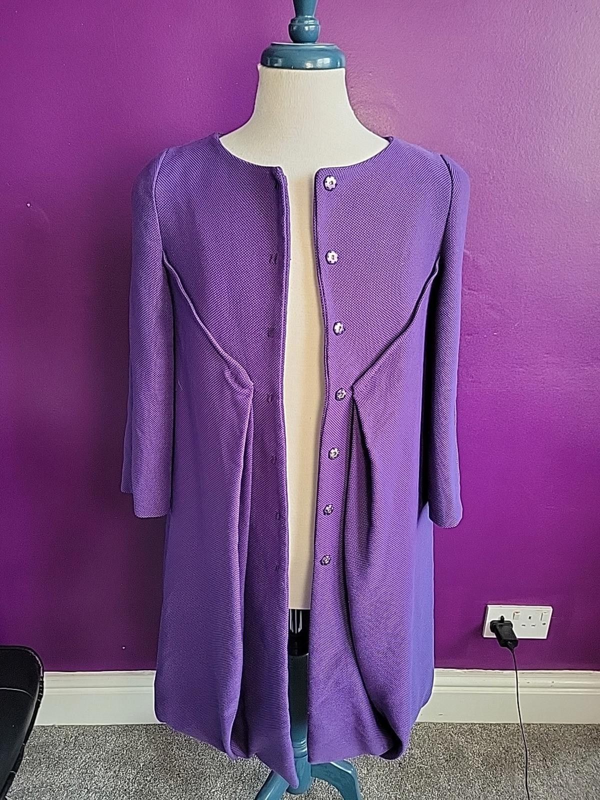 Alberta Ferretti Alberta Ferretti Cocoon Ladies Waffle Knit Coat Purple 10 Size M / US 6-8 / IT 42-44 - 1 Thumbnail