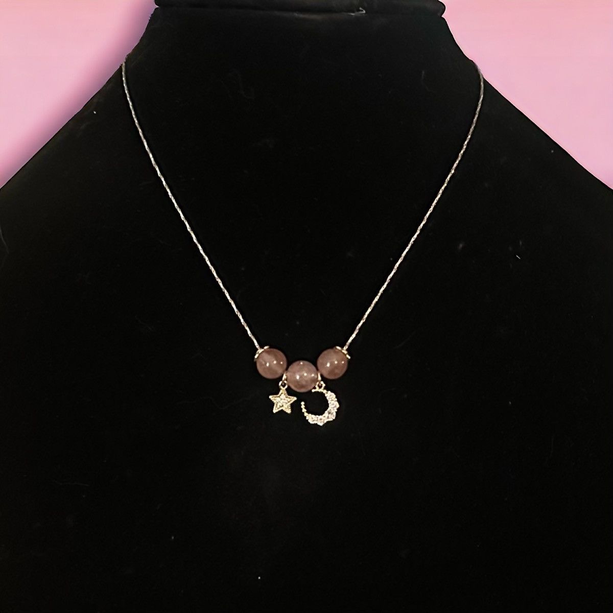 Vintage Vintage 18K celestial charm rose quartz necklace Size ONE SIZE - 1 Thumbnail