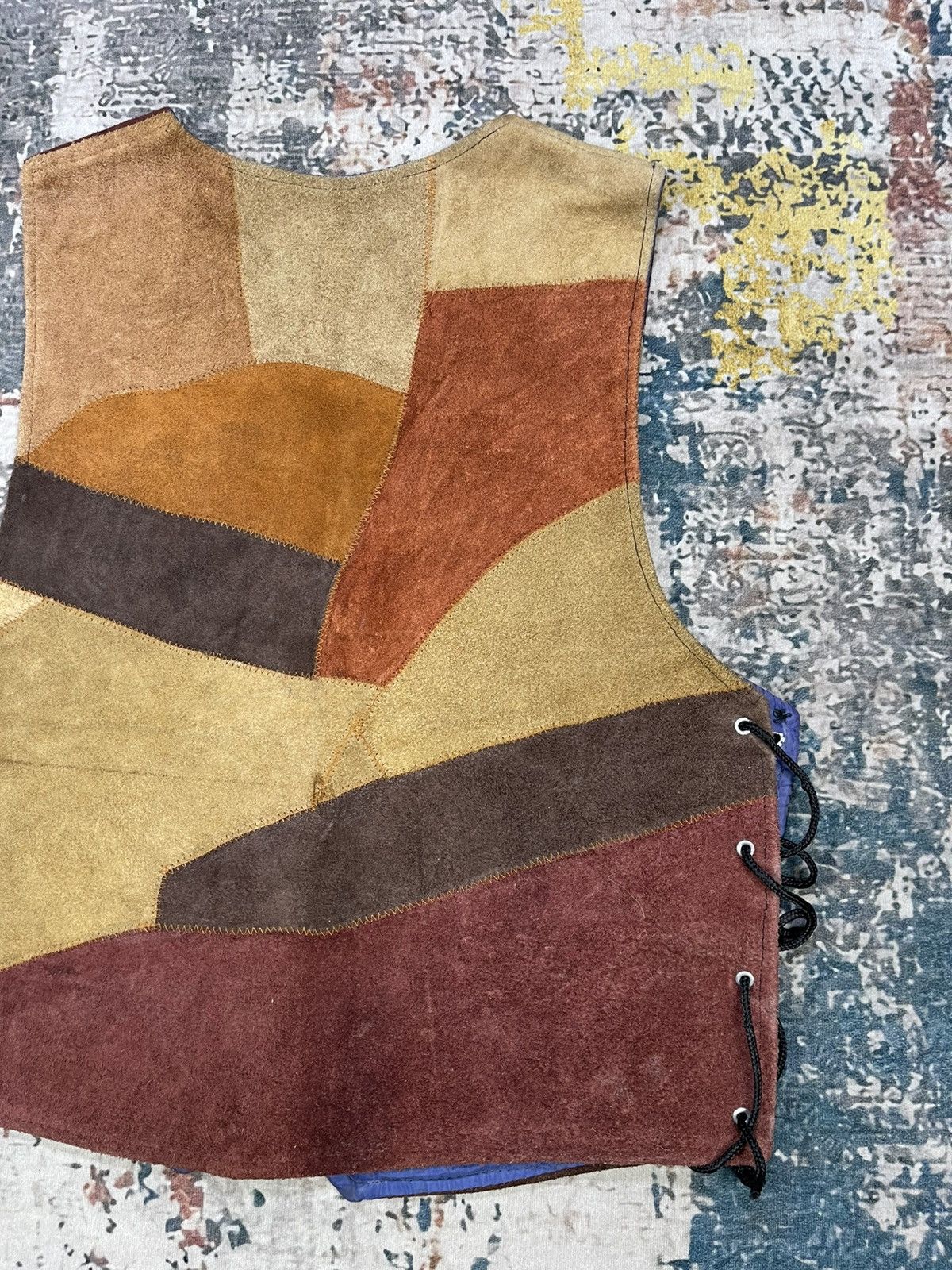 Genuine Leather Vtg Custom Handmade Patchwork Suede Leather Vest Size US M / EU 48-50 / 2 - 5 Thumbnail