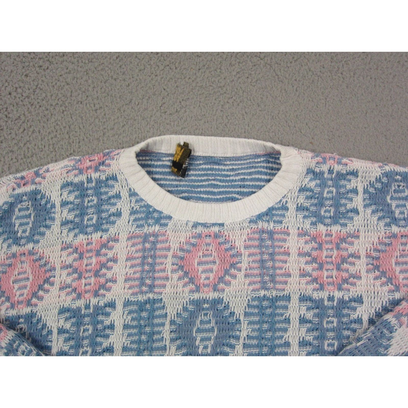 London Fog VINTAGE London Fog Sweater Mens L Geometric Aztec Knit 80s 70s Pink Crew Neck Pullover Knit Pattern Geometric All Seasons Size US L / EU 52-54 / 3 - 2 Thumbnail
